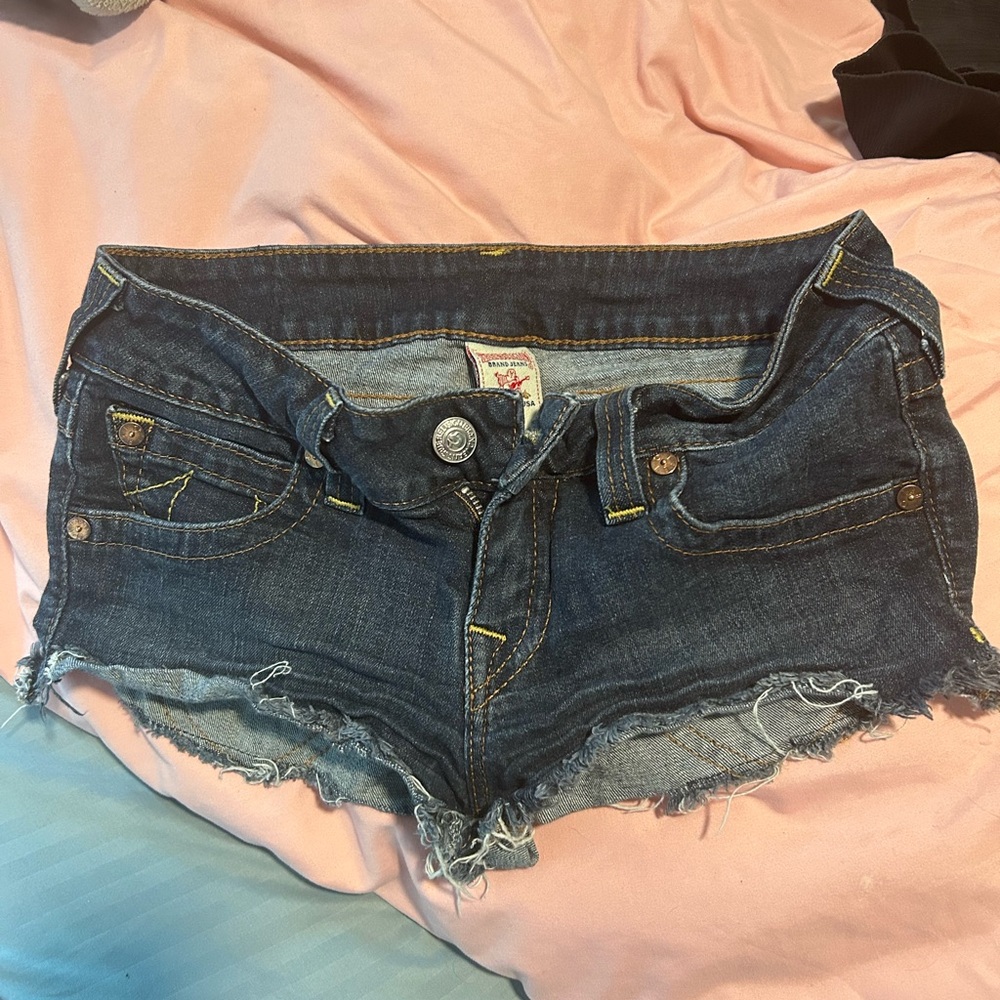 True Religion Women’s Dark Blue Low Rise Short Shorts